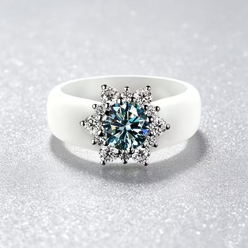 Elegant Turquoise Crystal Statement Ring