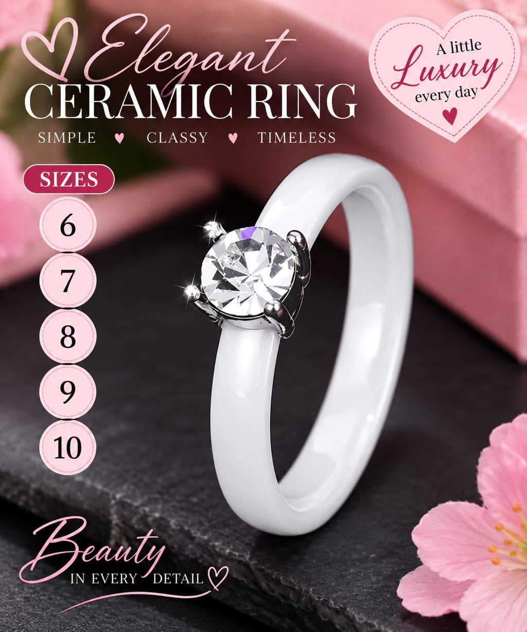 Elegant white Ceramic ring