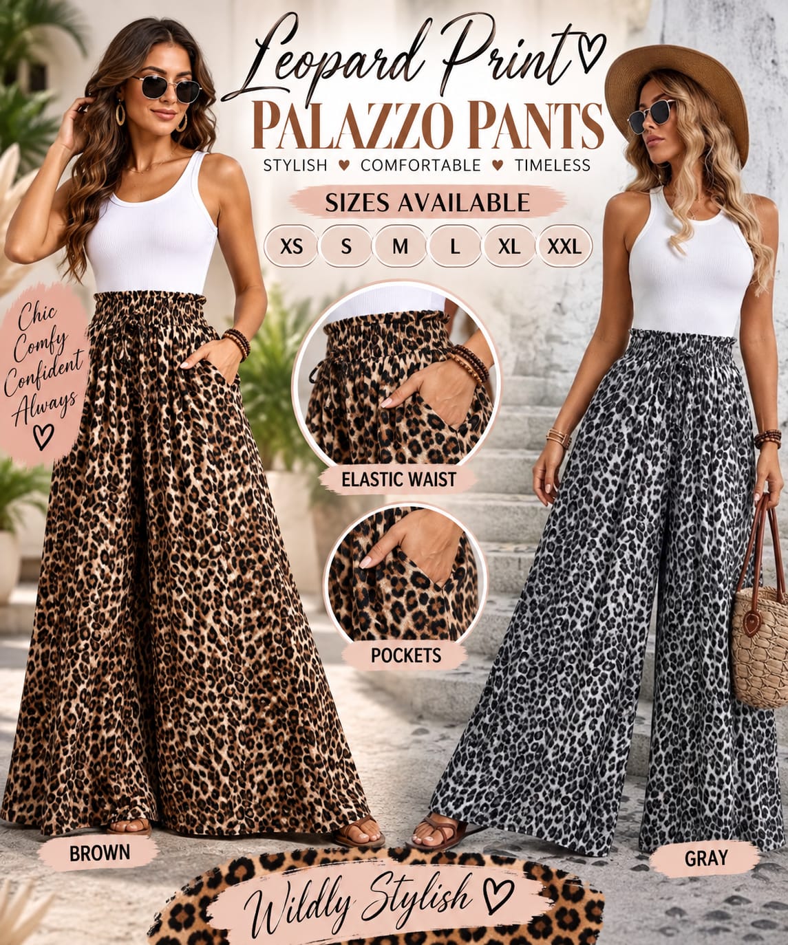 Leopard Print Palazzo Pants